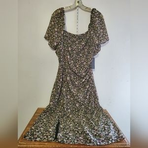 BLACK TAPE Women Size XL Floral Front Slit Dress